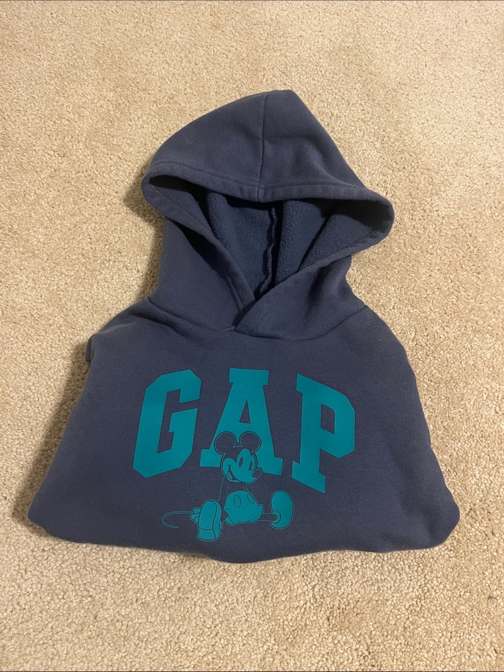 GAP Toddler Blue Hoodie with Teal Logo and Mickey Graphic